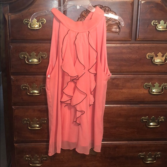 A. Byer size XLJ peach high neck tank with ruffles - Picture 1 of 8